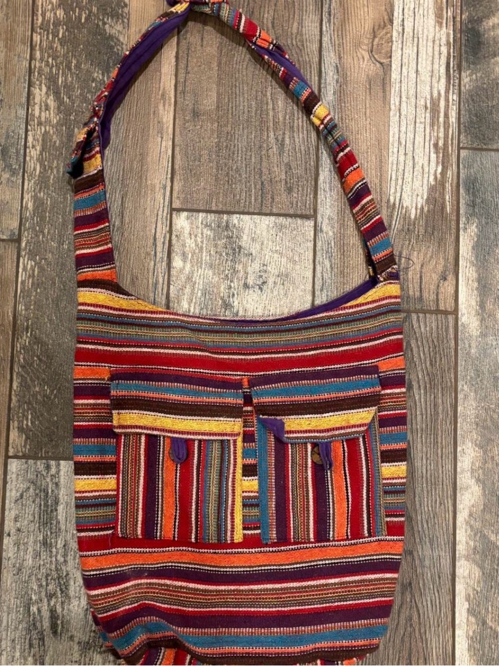 Colorful Striped Boho Shoulder Bag - Multicolor
